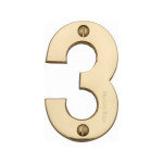 M Marcus Heritage Brass Numeral 3 - Face Fix 76mm Heavy font